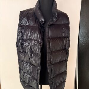 Lands' End Shiny Black Quilted Down Vest